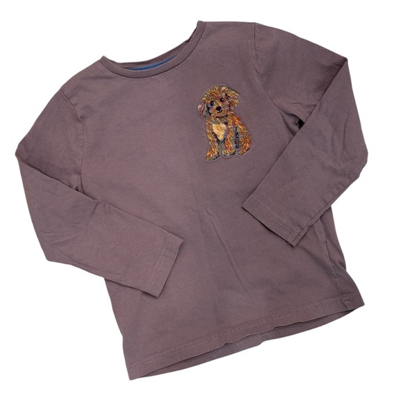 Mini Boden Embroidered Labradoodle Puppy Purple Long Sleeve Tee Shirt - Picture 1 of 6